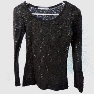 Maurices Black Lace Tight Long Sleeve Top